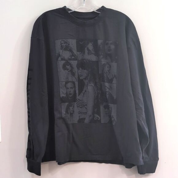 Taylor Swift The Eras Tour Unisex Long Sleeve Grey Black T-Shirt Sz L - Picture 2 of 6